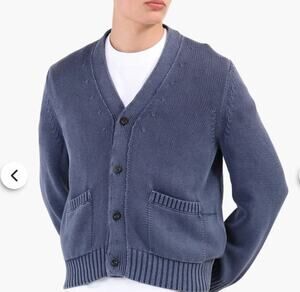 Corridor 100% organic cotton Men Acid Wash Cardigan Midnight Size Small A010467